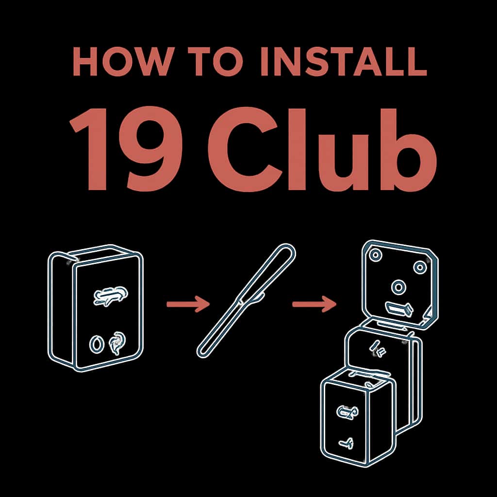 Diagram illustrating the steps to install the 19 Club app.