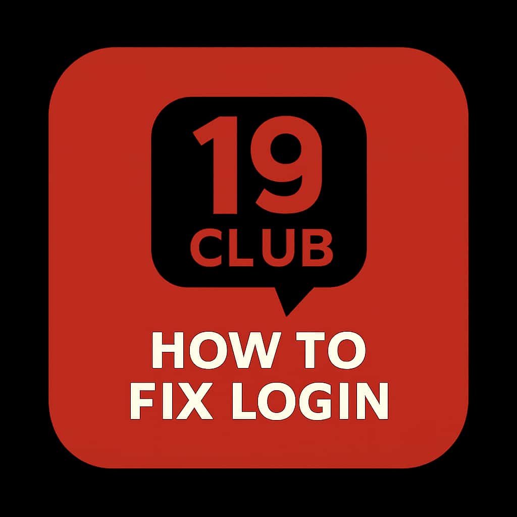 A badge representing the guide for fixing login issues in the 19 Club app.