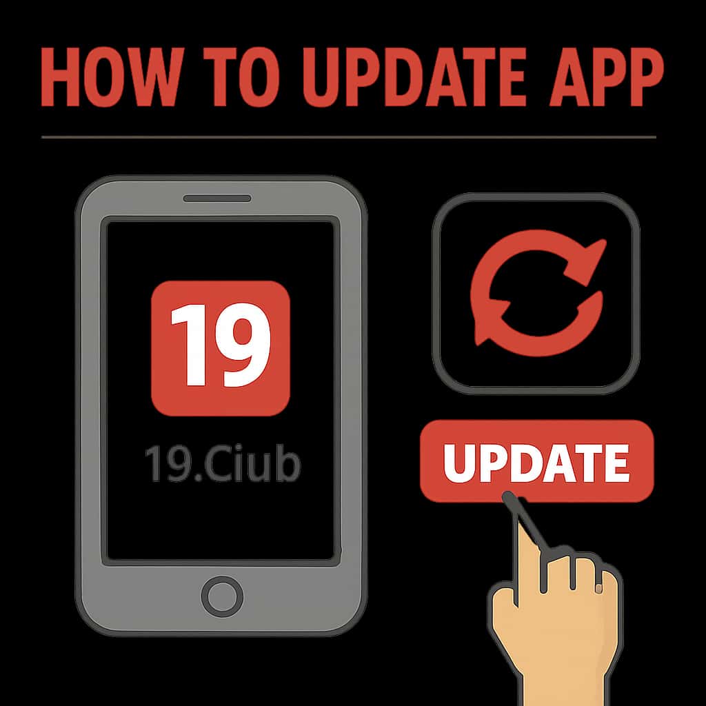 Diagram explaining the update steps for the 19 Club app.