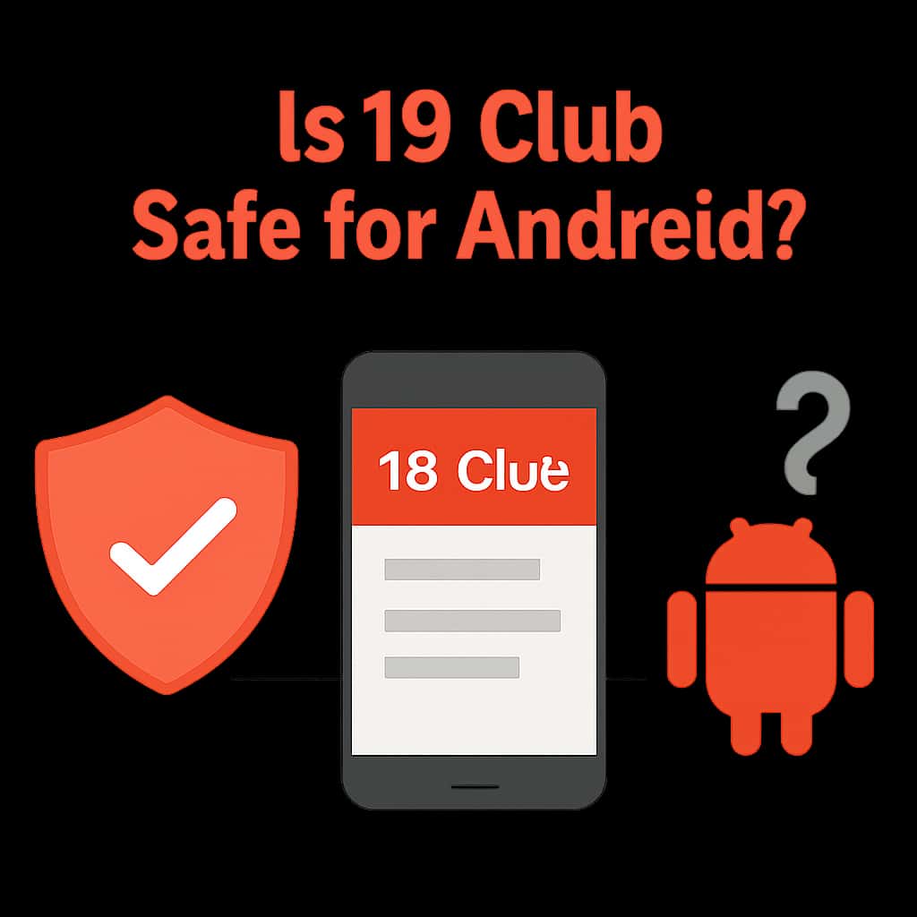 Illustration showcasing the installation steps for the 19 Club app on Android.